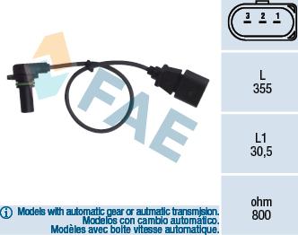 FAE 79062 - Датчик частоти обертання, автоматична коробка передач autocars.com.ua
