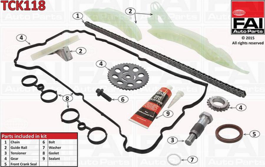 FAI TCK118 - Комплект ланцюга приводу распредвала autocars.com.ua