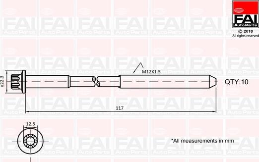 FAI AutoParts B1018 - Комплект болтов головки цилиндра autodnr.net
