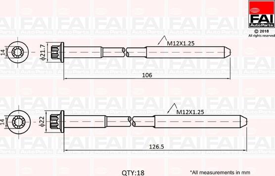 FAI AutoParts B1027 - Комплект болтов головки цилиндра avtokuzovplus.com.ua