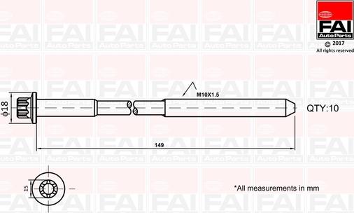 FAI AutoParts B1136 - Комплект болтів головки циліндрів autocars.com.ua