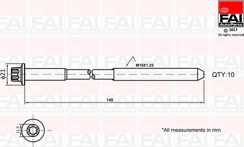 FAI AutoParts B1140 - Комплект болтів головки циліндрів autocars.com.ua