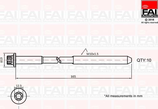 FAI AutoParts B1465 - Комплект болтів головки циліндрів autocars.com.ua