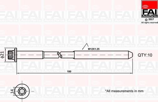 FAI AutoParts B2111 - Комплект болтів головки циліндрів autocars.com.ua