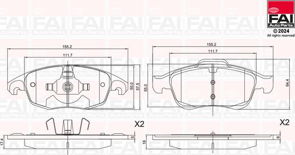 FAI AutoParts BP121 - Тормозные колодки, дисковые, комплект autodnr.net