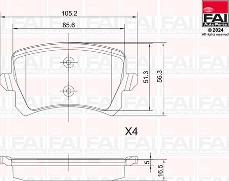 FAI AutoParts BP124 - Тормозные колодки, дисковые, комплект autodnr.net