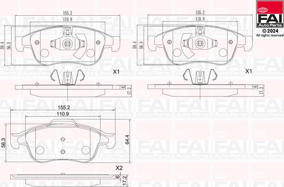 FAI AutoParts BP139 - Тормозные колодки, дисковые, комплект autodnr.net