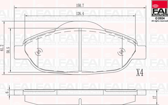 FAI AutoParts BP145 - Тормозные колодки, дисковые, комплект autodnr.net