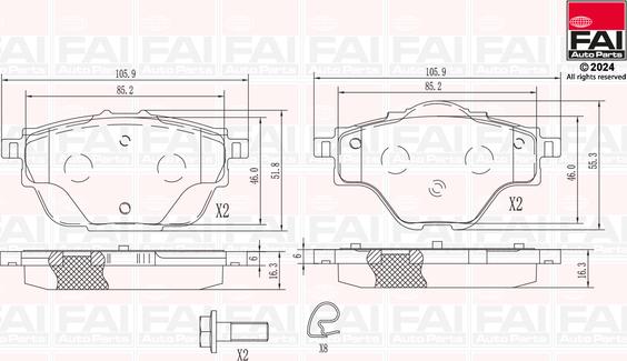 FAI AutoParts BP163 - Тормозные колодки, дисковые, комплект autodnr.net