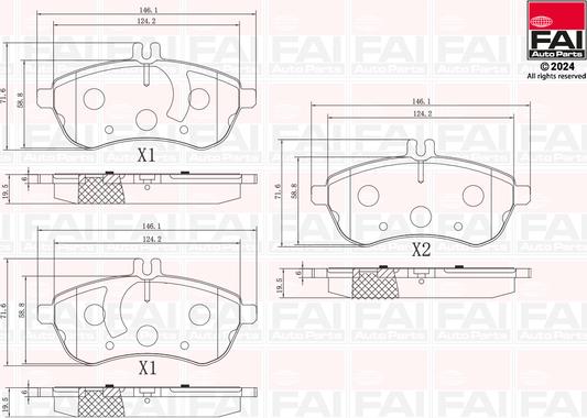 FAI AutoParts BP164 - Тормозные колодки, дисковые, комплект autodnr.net