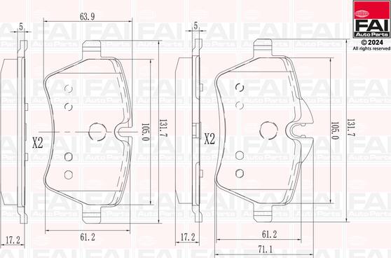 FAI AutoParts BP170 - Тормозные колодки, дисковые, комплект autodnr.net