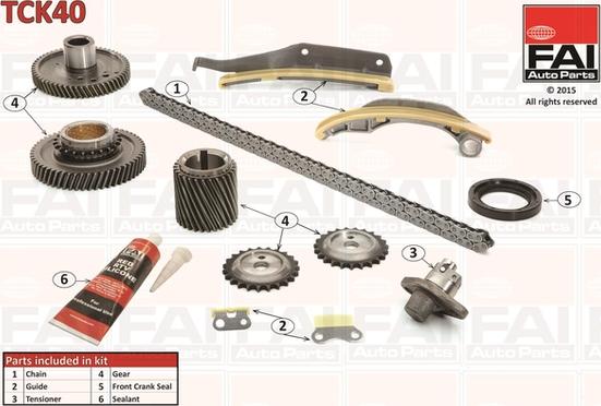 FAI AutoParts TCK40 - Комплект ланцюга приводу распредвала autocars.com.ua