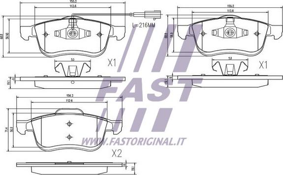 Fast FT29157 - Тормозные колодки, дисковые, комплект avtokuzovplus.com.ua