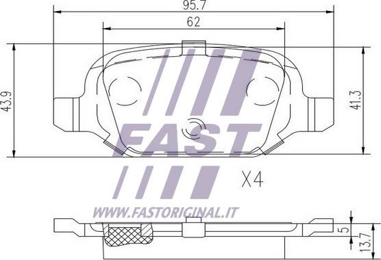 Fast FT29162 - Тормозные колодки, дисковые, комплект avtokuzovplus.com.ua