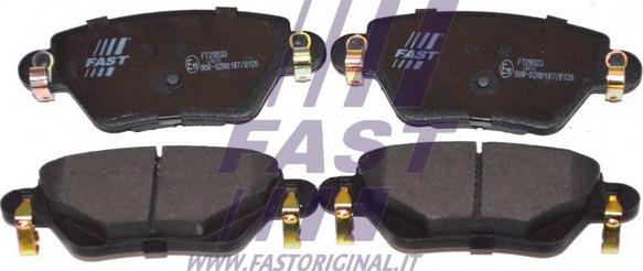 Fast FT29533 - Гальмівні колодки дискові зад. Ford Mondeo 1.8-2.0-2.5 00- Renault Kangoo 1.6-1.9D 10.01- autocars.com.ua