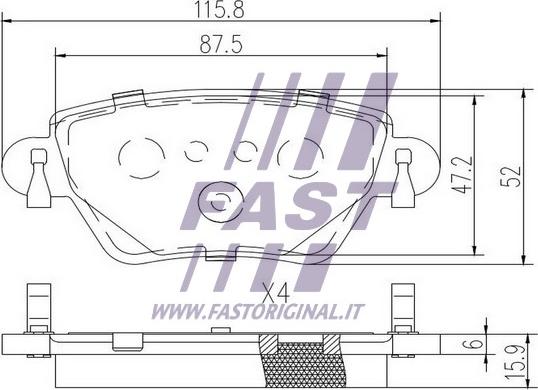 Fast FT29533 - Гальмівні колодки дискові зад. Ford Mondeo 1.8-2.0-2.5 00- Renault Kangoo 1.6-1.9D 10.01- autocars.com.ua