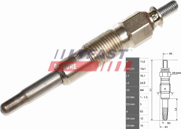 Fast FT82705 - Свічка розжарювання autocars.com.ua