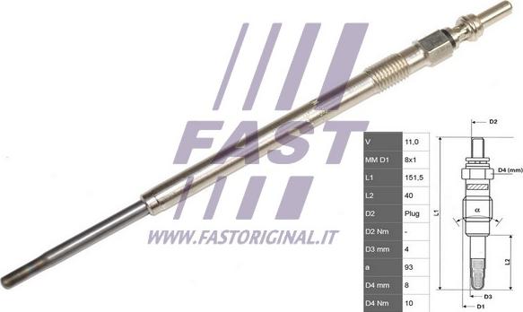 Fast FT82706 - Свічка Розжарення Fiat Ducato 06 2.3-3.0Jtd autocars.com.ua