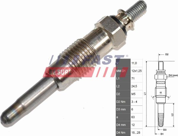 Fast FT82710 - Свічка розжарювання autocars.com.ua