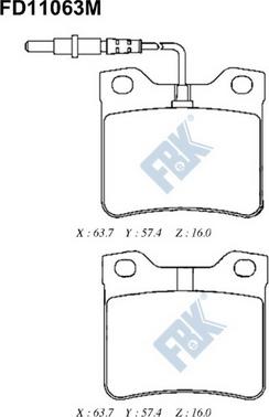 FBK FD11063M - Тормозные колодки, дисковые, комплект avtokuzovplus.com.ua