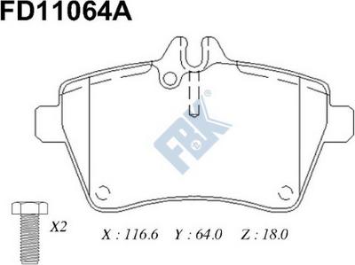 FBK FD11064A - Гальмівні колодки, дискові гальма autocars.com.ua