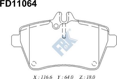 FBK FD11064 - Гальмівні колодки, дискові гальма autocars.com.ua