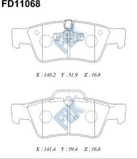 FBK FD11068 - Тормозные колодки, дисковые, комплект avtokuzovplus.com.ua