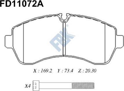 FBK FD11072A - Тормозные колодки, дисковые, комплект avtokuzovplus.com.ua