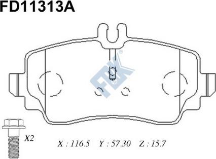 FBK FD11313A - Гальмівні колодки, дискові гальма autocars.com.ua