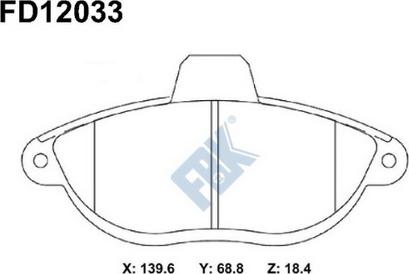 FBK FD12033 - Гальмівні колодки, дискові гальма autocars.com.ua