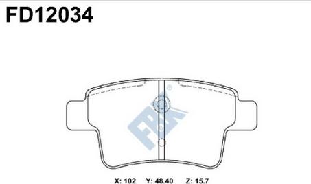 FBK FD12034 - Гальмівні колодки, дискові гальма autocars.com.ua