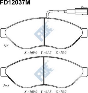 FBK FD12037M - Тормозные колодки, дисковые, комплект avtokuzovplus.com.ua