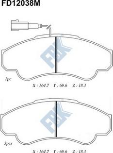 FBK FD12038M - Гальмівні колодки, дискові гальма autocars.com.ua