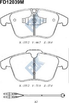 FBK FD12039M - Тормозные колодки, дисковые, комплект avtokuzovplus.com.ua