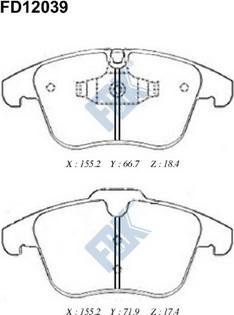 FBK FD12039 - Тормозные колодки, дисковые, комплект avtokuzovplus.com.ua