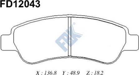 FBK FD12043 - Тормозные колодки, дисковые, комплект avtokuzovplus.com.ua