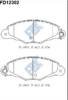 FBK FD12302 - Тормозные колодки, дисковые, комплект avtokuzovplus.com.ua