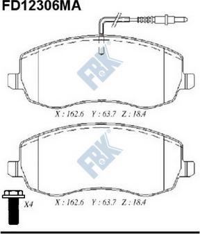 FBK FD12306MA - Гальмівні колодки, дискові гальма autocars.com.ua