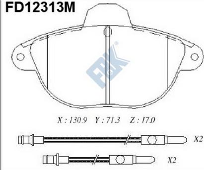 FBK FD12313M - Тормозные колодки, дисковые, комплект avtokuzovplus.com.ua