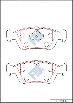 FBK FD14000 - Тормозные колодки, дисковые, комплект avtokuzovplus.com.ua