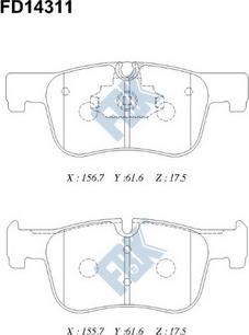 FBK FD14311 - Тормозные колодки, дисковые, комплект avtokuzovplus.com.ua