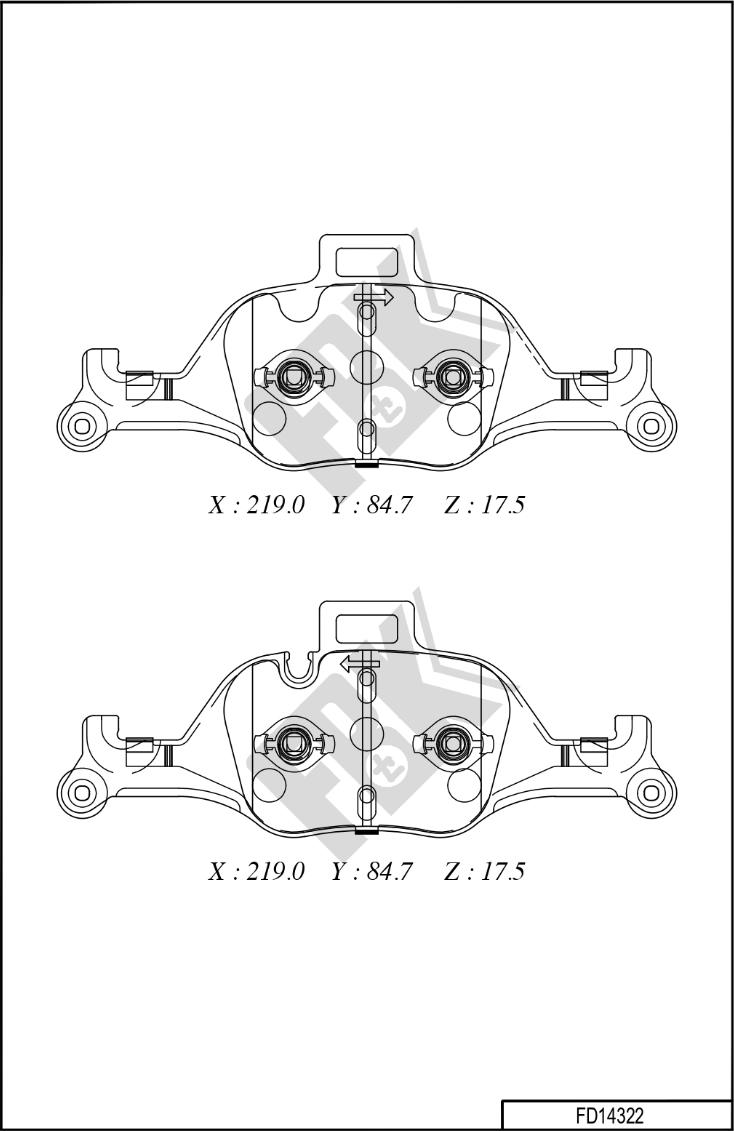 FBK FD14322 - Гальмівні колодки, дискові гальма autocars.com.ua