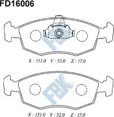 FBK FD16006 - Гальмівні колодки, дискові гальма autocars.com.ua