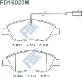 FBK FD16020M - Гальмівні колодки, дискові гальма autocars.com.ua