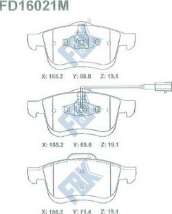 FBK FD16021M - Тормозные колодки, дисковые, комплект avtokuzovplus.com.ua