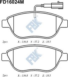 FBK FD16024M - Тормозные колодки, дисковые, комплект avtokuzovplus.com.ua