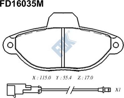 FBK FD16035M - Гальмівні колодки, дискові гальма autocars.com.ua