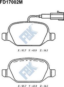 FBK FD17002M - Тормозные колодки, дисковые, комплект avtokuzovplus.com.ua