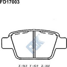 FBK FD17003 - Тормозные колодки, дисковые, комплект avtokuzovplus.com.ua