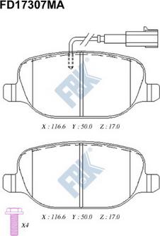 FBK FD17307MA - Гальмівні колодки, дискові гальма autocars.com.ua